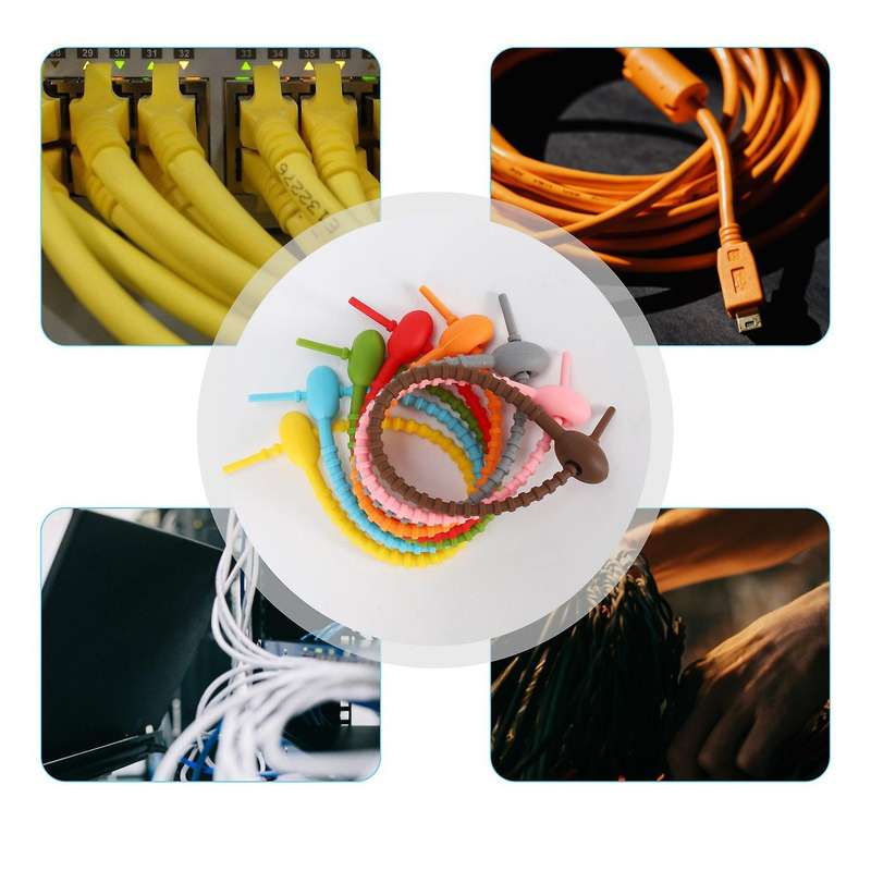 40pcs Colorful Silicone Ties Bag ,cable Straps, Bread Tie, Reusable Rubber Twist Tie, All-purpose S
