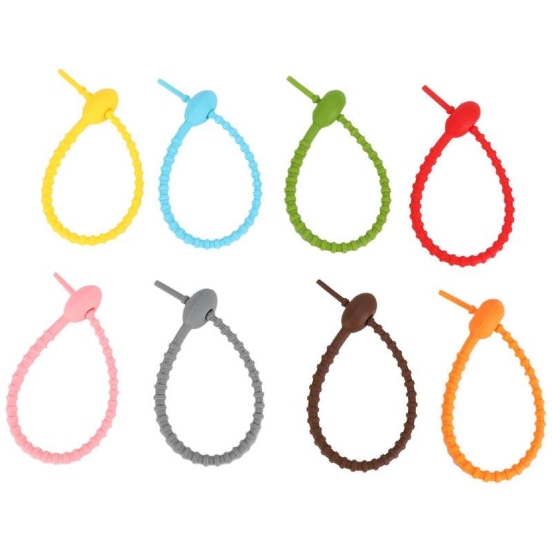 40pcs Colorful Silicone Ties Bag ,cable Straps, Bread Tie, Reusable Rubber Twist Tie, All-purpose S