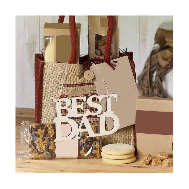 40pcs Best Dad Unfinished Wood Crafts, Gift Tags with String for Father's Day Gifts, Dad's Birthday