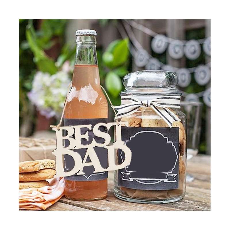 40pcs Best Dad Unfinished Wood Crafts, Gift Tags with String for Father's Day Gifts, Dad's Birthday
