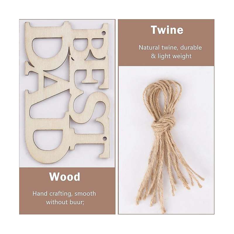 40pcs Best Dad Unfinished Wood Crafts, Gift Tags with String for Father's Day Gifts, Dad's Birthday