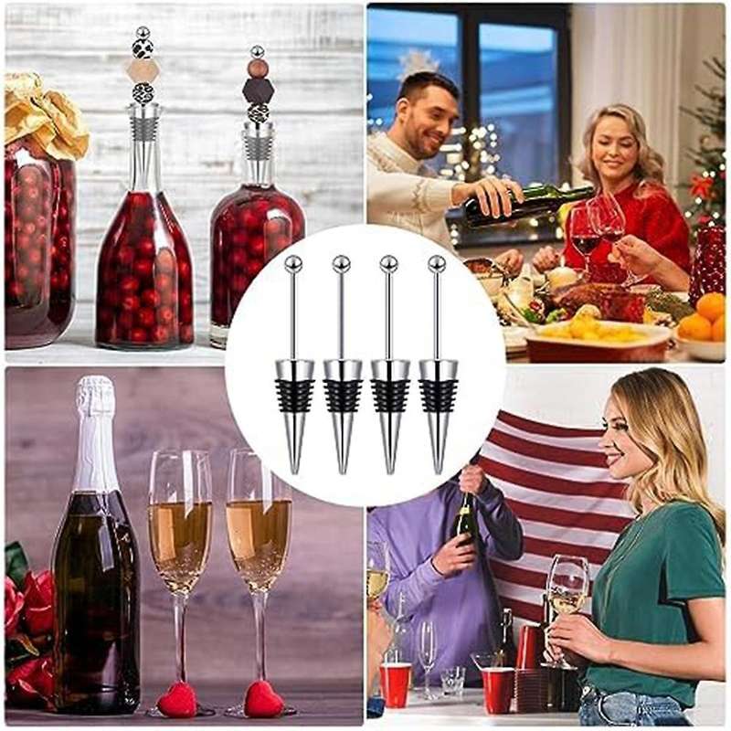 40pcs Beaded Wine Stoppers for Wine Bottle Decoration Beaded Wine Stoppers Reusable Alloy Wine Keepe