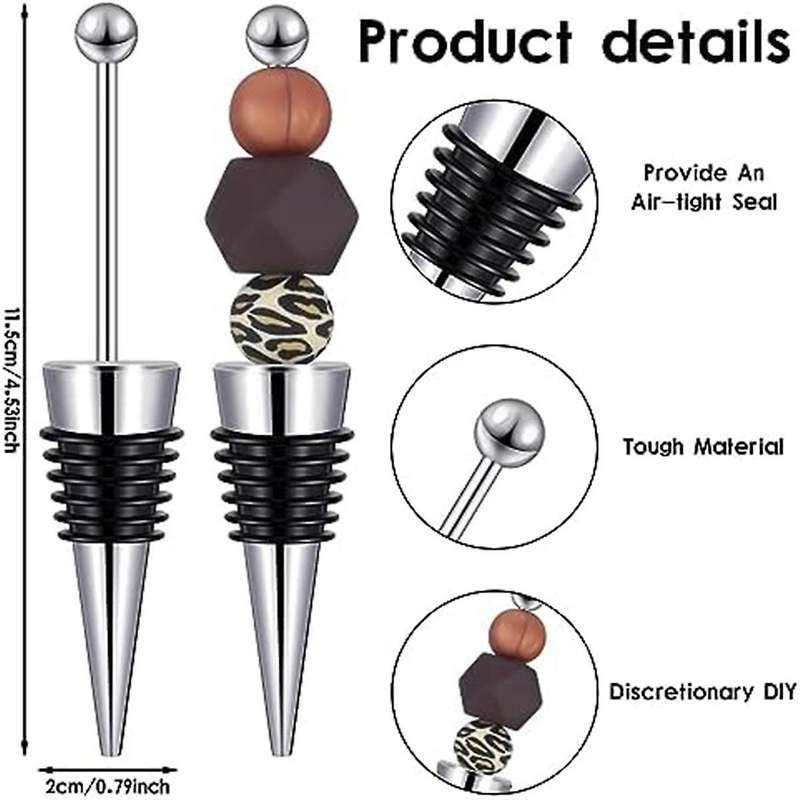 40pcs Beaded Wine Stoppers for Wine Bottle Decoration Beaded Wine Stoppers Reusable Alloy Wine Keepe