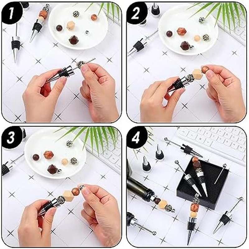 40pcs Beaded Wine Stoppers for Wine Bottle Decoration Beaded Wine Stoppers Reusable Alloy Wine Keepe
