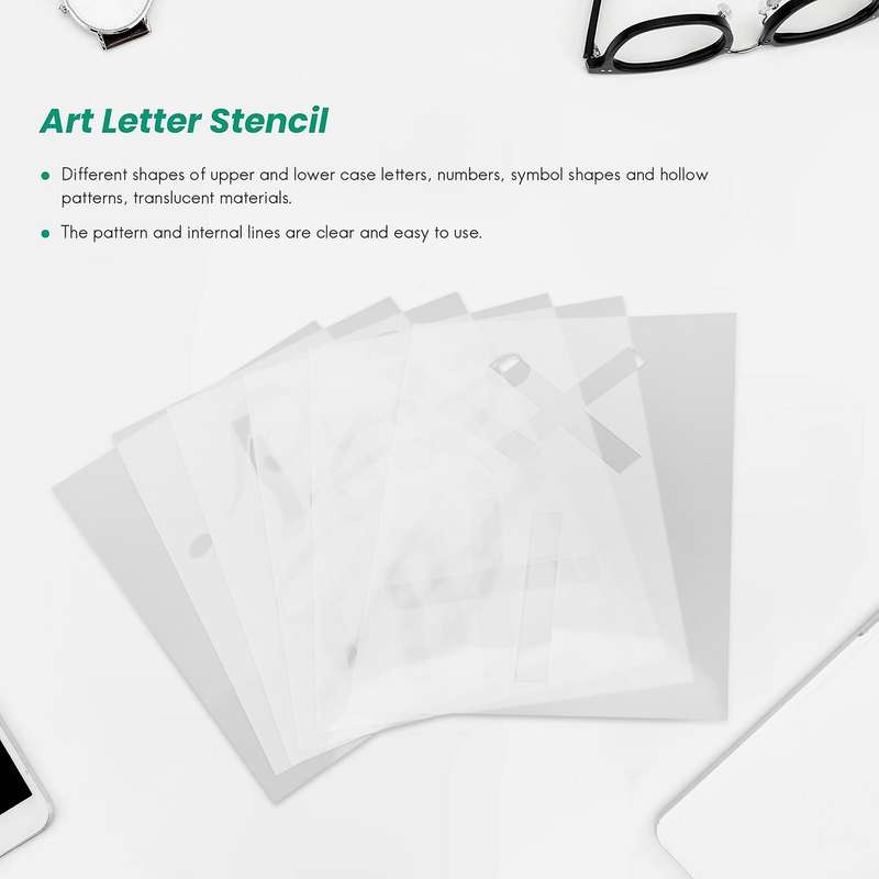 40pcs Art Letter Stencil Reusable Number Upper and Letters Mold Set Diy Handicraft Spray Drawing Mo