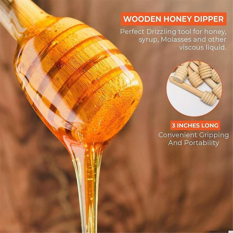 40pcs Honey Dipper Sticks -3.15inch Mini Wooden Honeycomb Sticks, Honey Stirrer Stick for Honey Jar