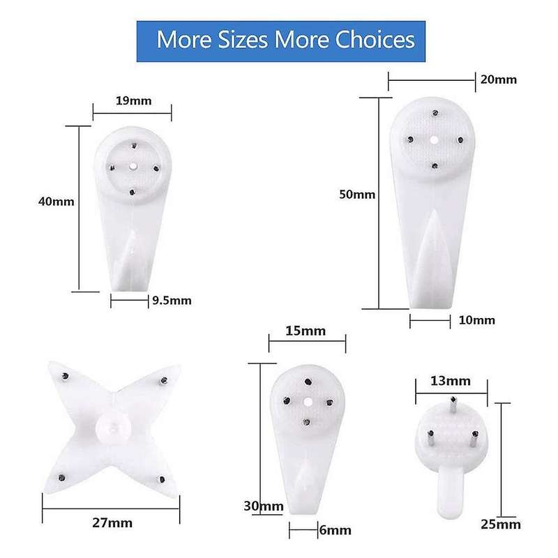 40Pcs Invisible Nail Screws Wall Hooks Picture Hangers Traceless Photo Hook Multi Function Picture P
