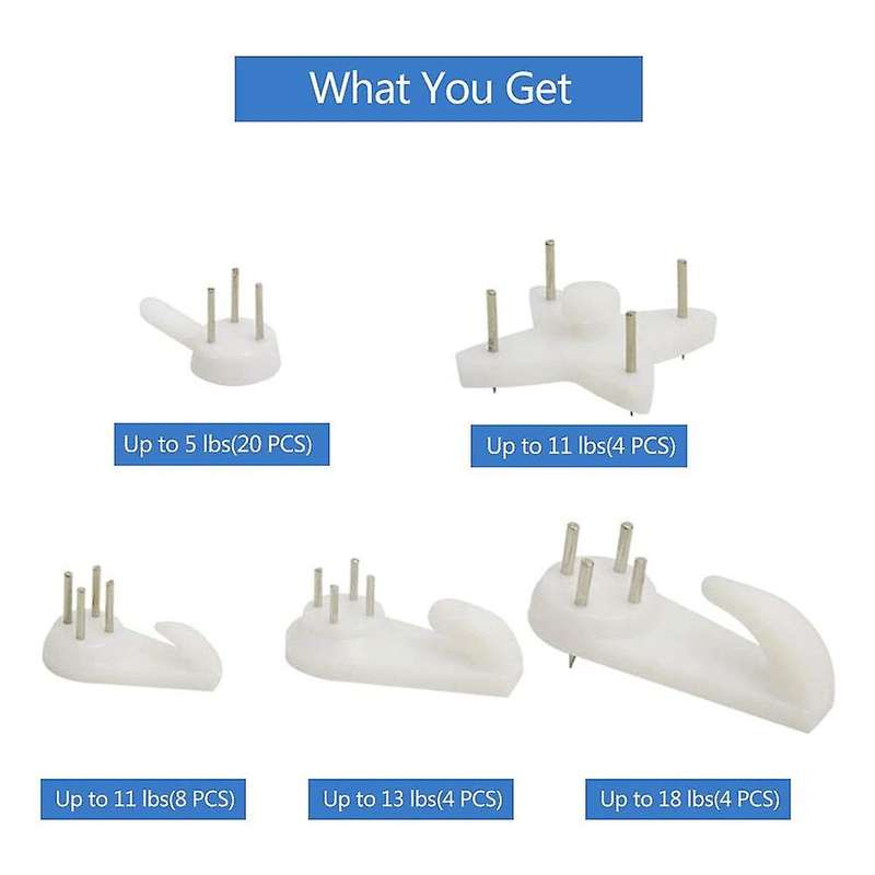 40Pcs Invisible Nail Screws Wall Hooks Picture Hangers Traceless Photo Hook Multi Function Picture P