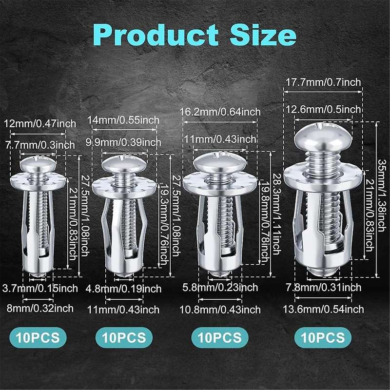 40pcs M 4 M5 M6 M8 Petal Nuts,Expansion Screw Jack Nut,for Hollow Wall Iron Plastic PolywoodPressboa