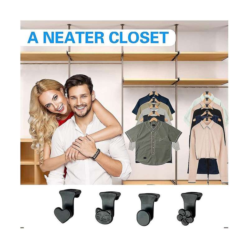 40pcs Space Saving Hanger Hooks, Clothes Hanger Connector Hooks for Organizer Closet Space, Fits Al
