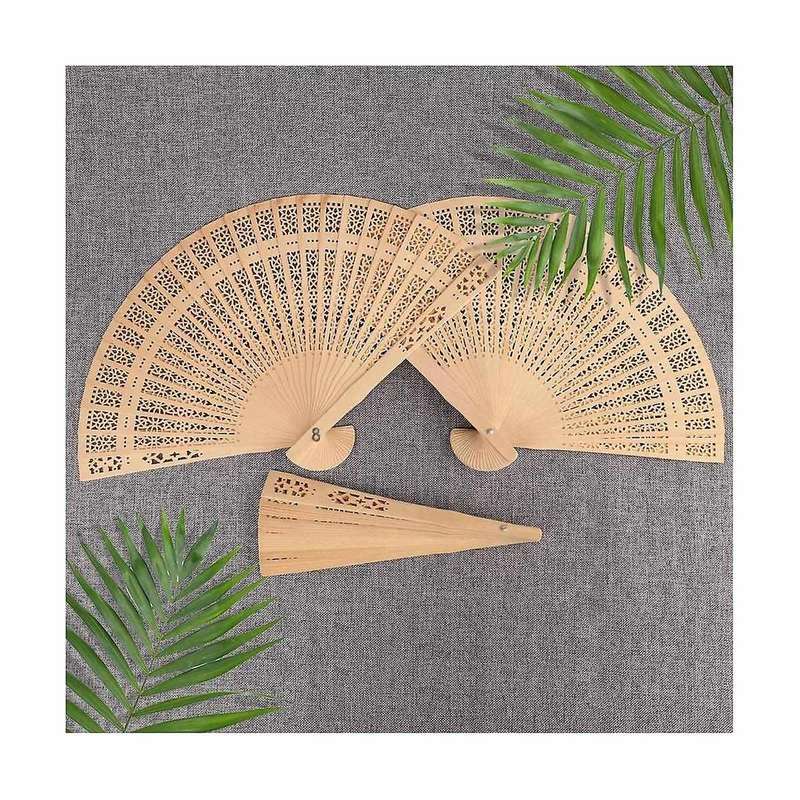 40pcs Wooden Hand Fans,8 Inch Foldable Wedding Hand Fans with Engraving,perfect for Birthdays,home D