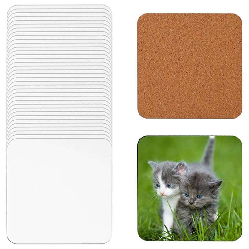 40Pcs Sublimation Square Coasters, Cardboard Coasters, 4x4in MDF Hardboard Coaster MDF Wooden Coaste