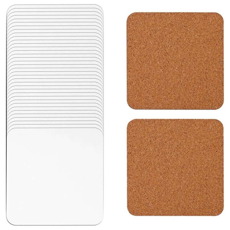 40Pcs Sublimation Square Coasters, Cardboard Coasters, 4x4in MDF Hardboard Coaster MDF Wooden Coaste