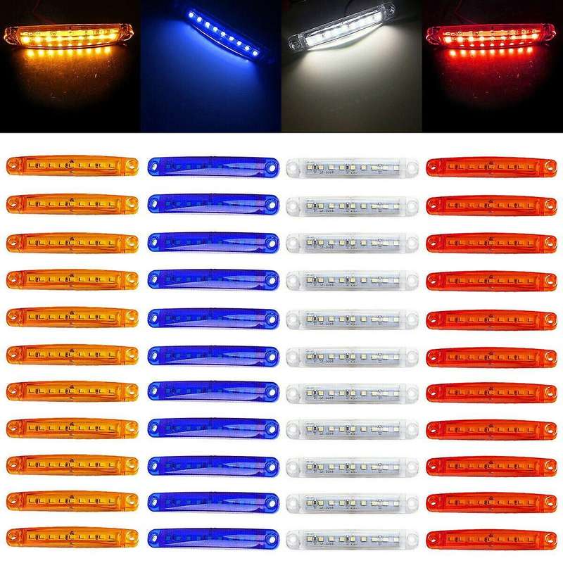 40X Red/Amber/White/Blue Sealed 9 Led Side Marker Light for Truck Trailer Lorry