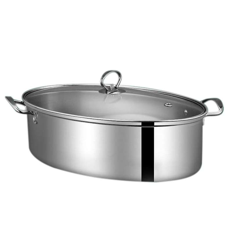 410 Stainless Steel Steamer Household Oval Fish Steamer with Steaming Grid Pot Soup Pot Pasta Pot