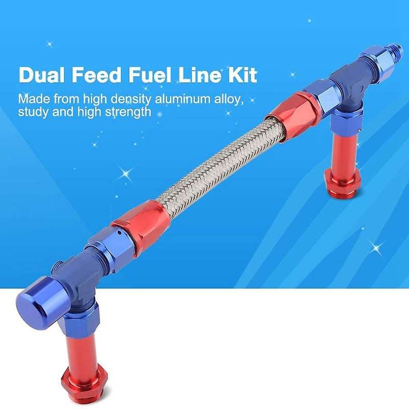 4150 Braided Dual Feed Fuel Line Kit, AN8 Dual Feed Fuel Line Kit Fittings for 4150 Based with AN6 A