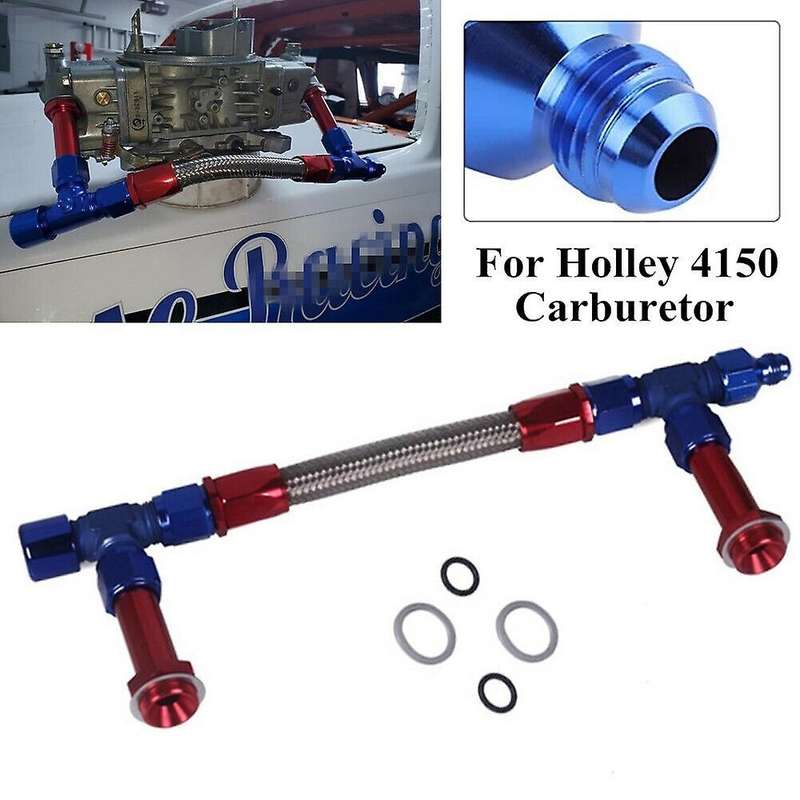 4150 Braided Dual Feed Fuel Line Kit, AN8 Dual Feed Fuel Line Kit Fittings for 4150 Based with AN6 A