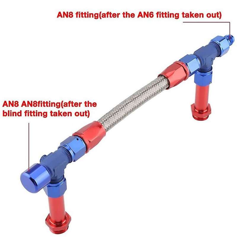 4150 Braided Dual Feed Fuel Line Kit, AN8 Dual Feed Fuel Line Kit Fittings for 4150 Based with AN6 A
