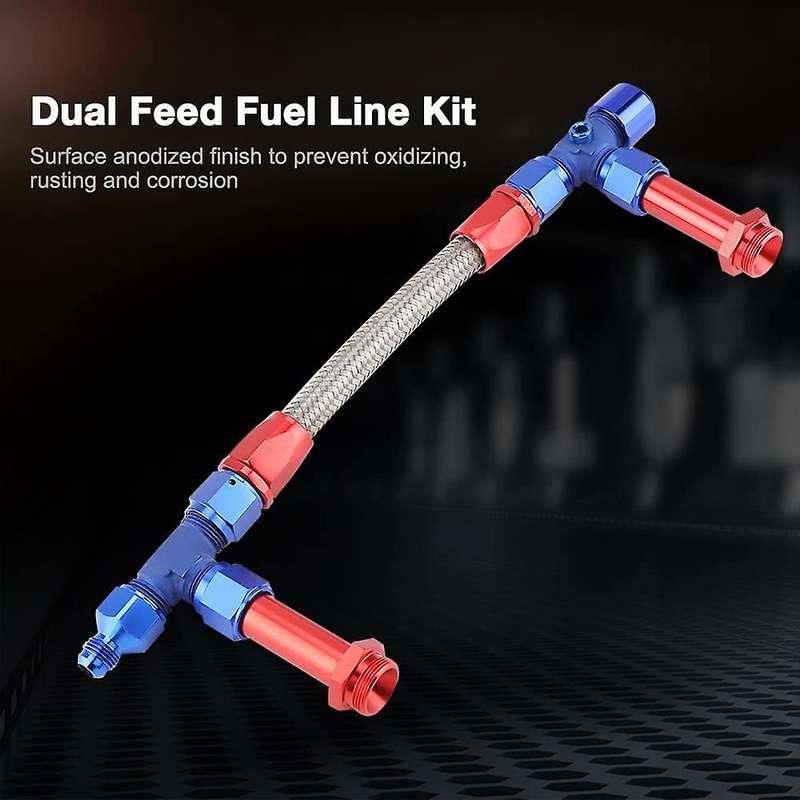 4150 Braided Dual Feed Fuel Line Kit, AN8 Dual Feed Fuel Line Kit Fittings for 4150 Based with AN6 A