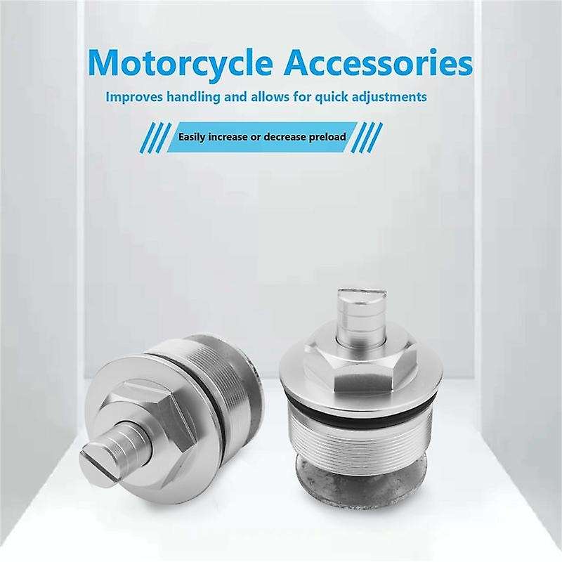 41MM Motorcycle Front Screw Fork Cover Cap Preload Adjusters Bolts for CB400(Silver)