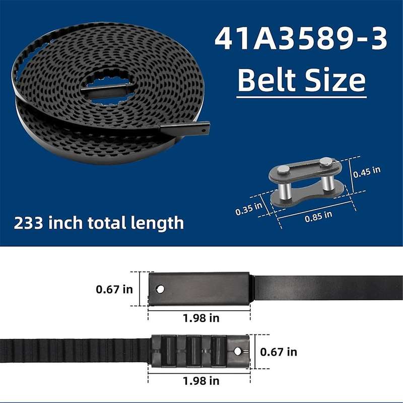 41a3589-3 41a358912 Drive Belt for 7 Ft High Garage Door, 233 Inches Belt Assembly for Garage Door O