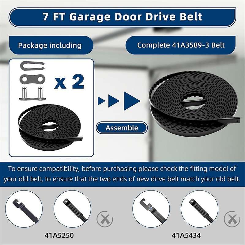 41a3589-3 41a358912 Drive Belt for 7 Ft High Garage Door, 233 Inches Belt Assembly for Garage Door O