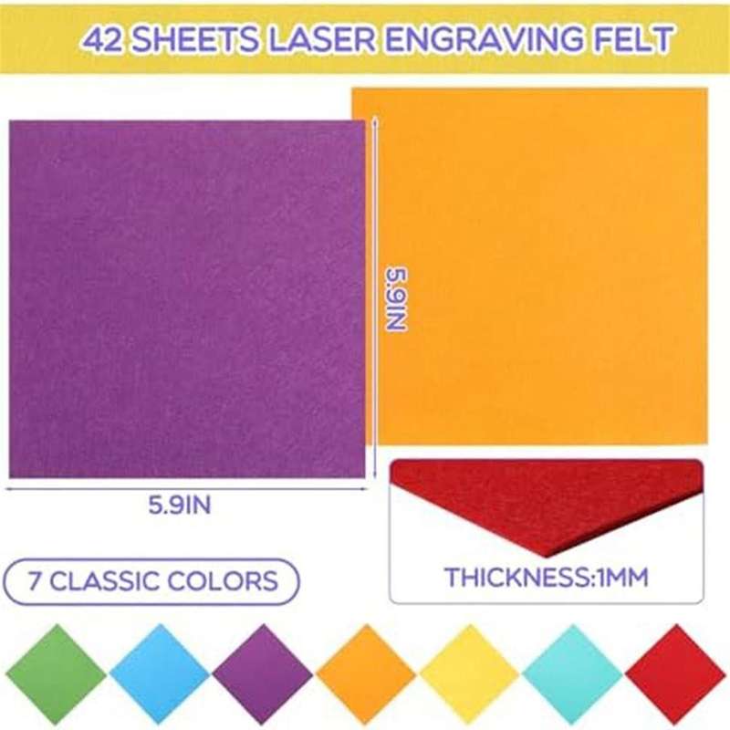 42 Sheets of Laser Engraved Materials Laser Engraved Felt Sheets for Laser Engraving,Cutting, DIY E