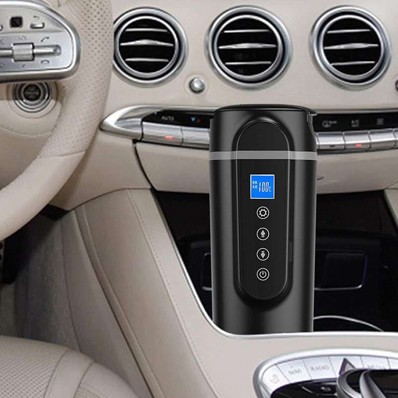 420Ml Stainless Steel Car Heating Cup 12V/24V LCD Display Electric Water Cup Portable Kettle Coffee