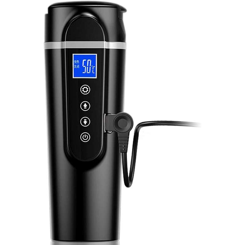 420Ml Stainless Steel Car Heating Cup 12V/24V LCD Display Electric Water Cup Portable Kettle Coffee