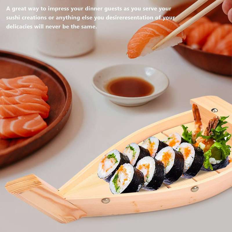42X17X7.5Cm Japanese Cuisine Sushi Boats Sushi Tools Wood