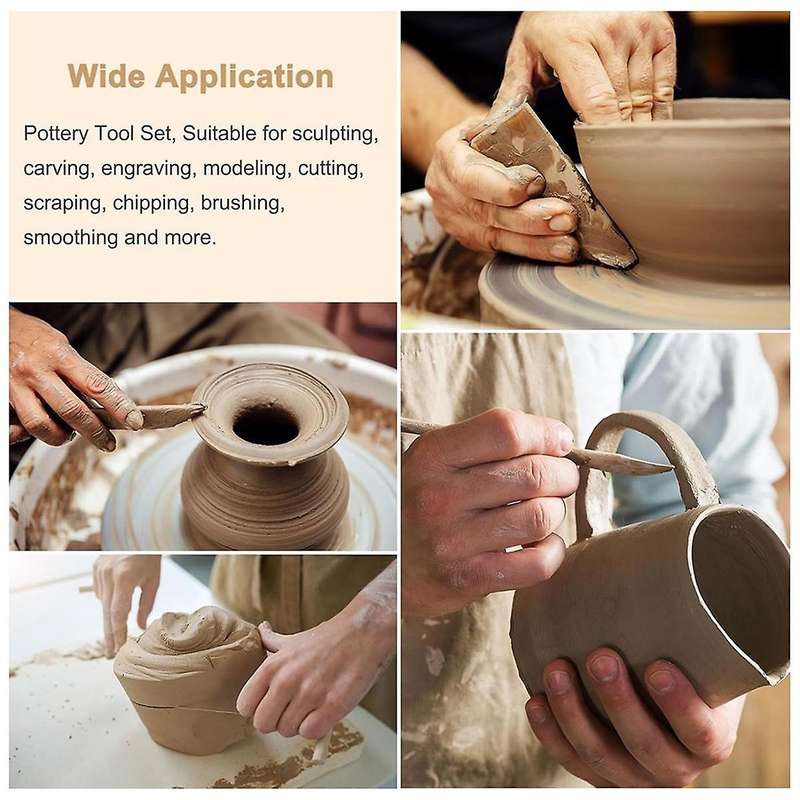 43Pcs Pottery Tools Set Ceramic Clay Sculpting Trimming Kit, Modeling Carving Shaping Tool with Smoo