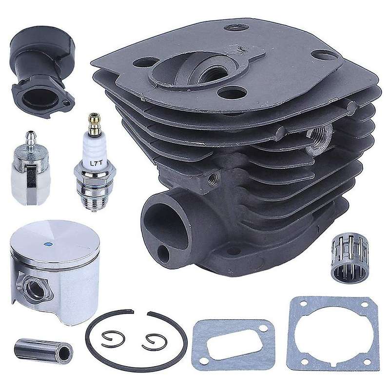 44MM Chainsaw Cylinder Piston Gasket for 350 351 353 with Intake Manifold Needle Bearing Spark Plug