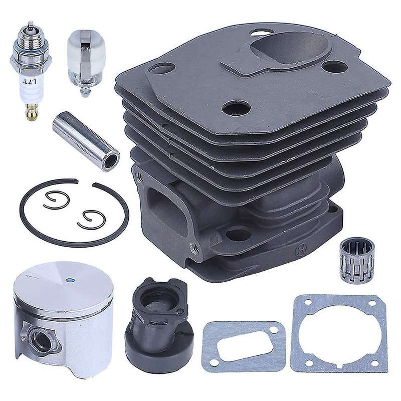 44MM Chainsaw Cylinder Piston Gasket for 350 351 353 with Intake Manifold Needle Bearing Spark Plug