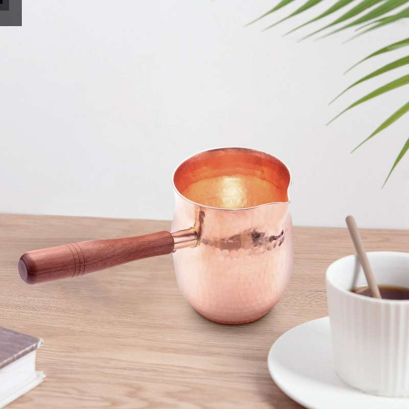450ml Pure Copper Handmade Coffee Tea Set Turkish Greek Arabic Coffee Pot with Wooden Handle Coffee