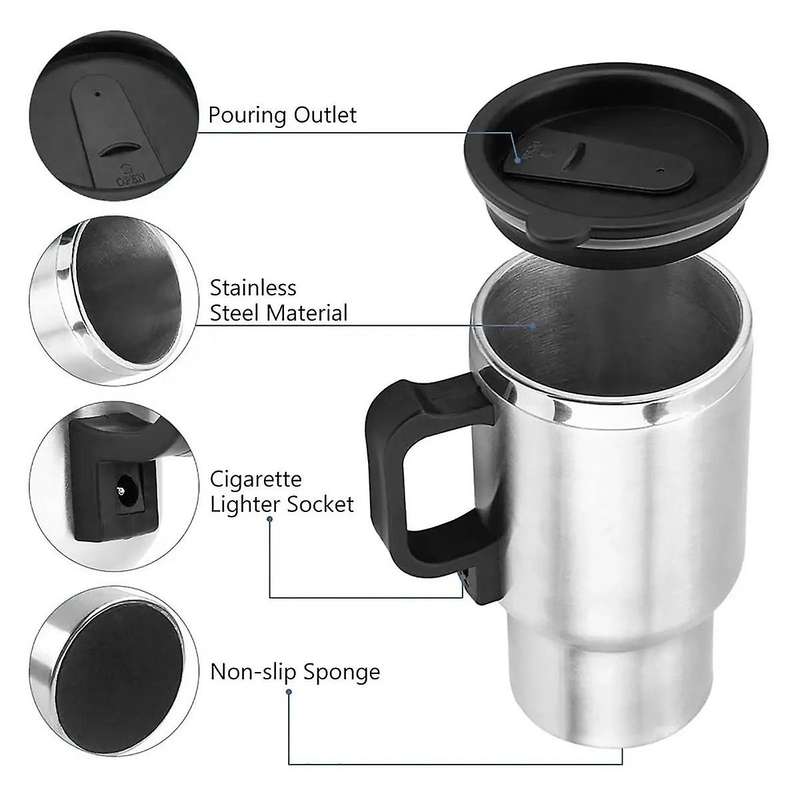 450ml 12v Car Heating Cup Usb Heating Bottle Drink Kettle Bottle Mug Lighter Heated Travel Water Ele