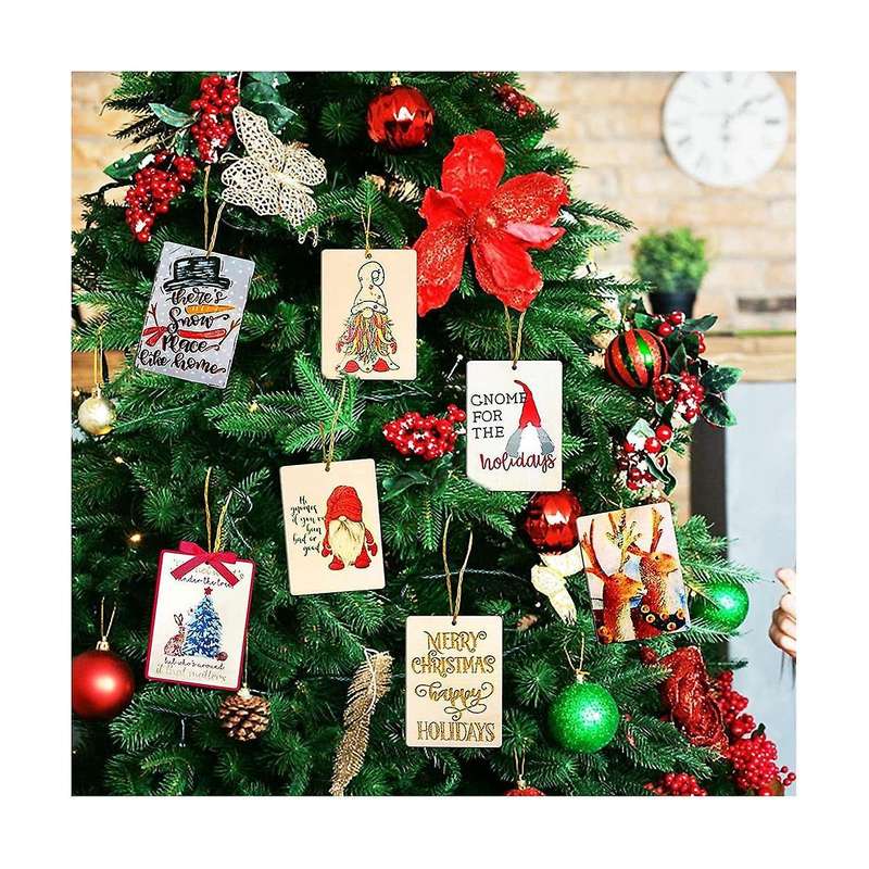 45pcs Blank Wooden Tags, 3.5 X 2.5inch for Crafts with Holes and 42.65 Ft Twine, for Christmas Gift