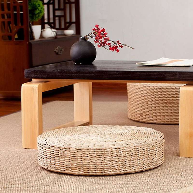 45cm Yoga Mats Round Pouf Tatami Floor Pillow Cushion Straw Meditation Thickening Soft Yoga Equipme
