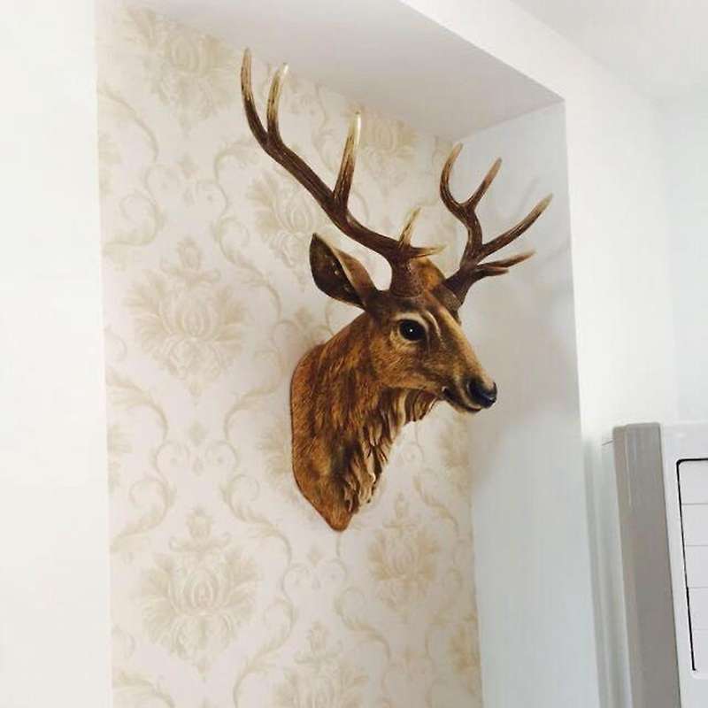 45cm Nordic Lucky Deer Head Wall Hanging Sculpture Light Luxury Animal Statue Skull Decor Home Decor