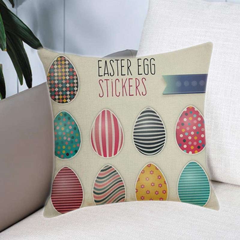 45X45cm Easter Egg Printed Pillowcase for Sofa Linen Pillow Case Decoration Home Room Office Car Thr
