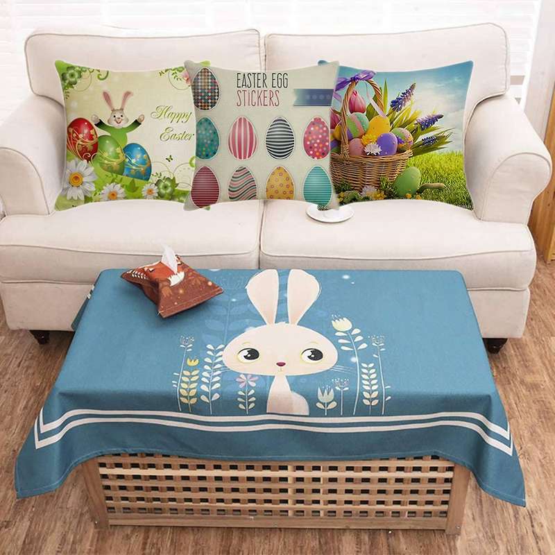 45X45cm Easter Egg Printed Pillowcase for Sofa Linen Pillow Case Decoration Home Room Office Car Thr
