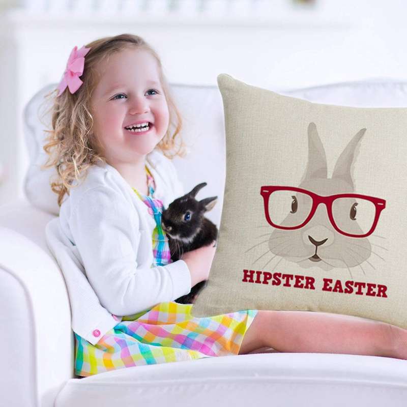 45X45cm Easter Pillowcase Rabbit Printed Sofa Cushion Cover Decoration Car Room Pillow Case