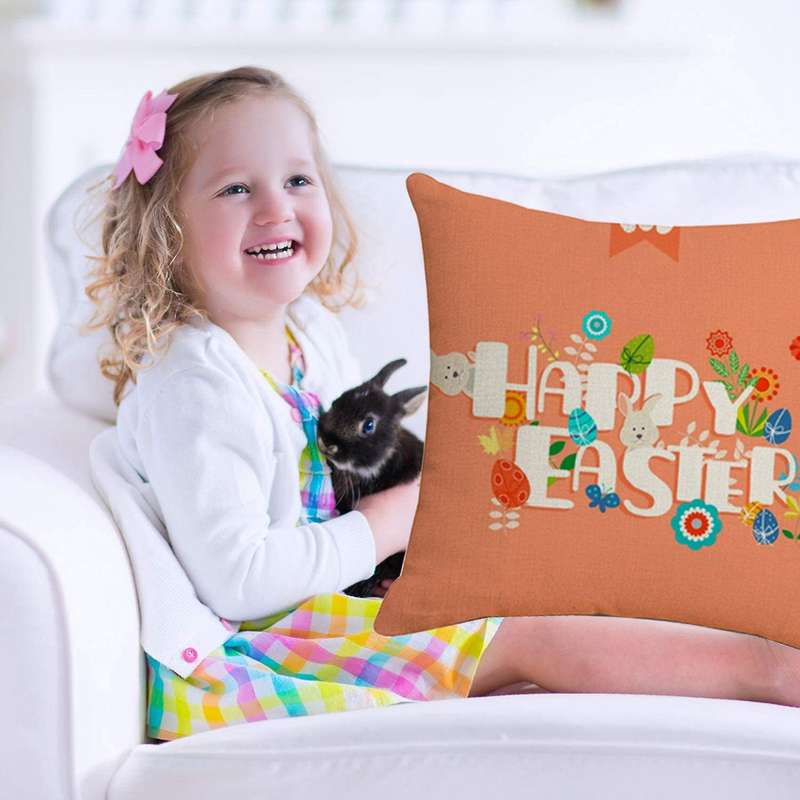 45X45cm Happy Easter Egg Pillowcases Bunny Cushion Covers Sofa Linen Throw Pillow Case Decoration Ch