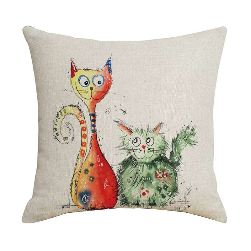 45X45CM Set of 4 Watercolor Cartoon Animals Cushion Covers Decorative Home Sofa Living Bedroom Car S