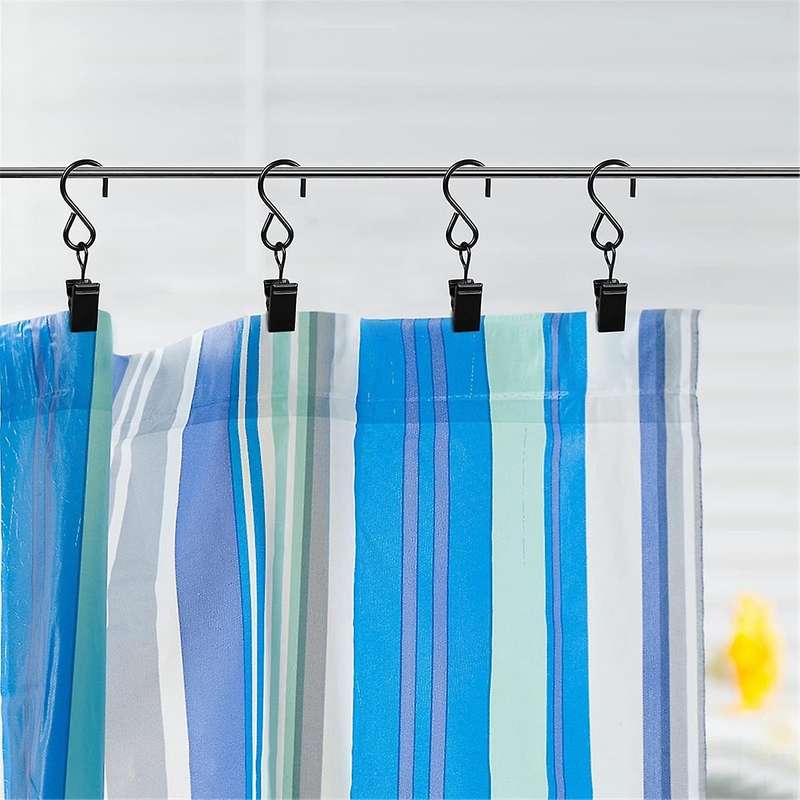 46 Pack Curtain Hooks Metal Clips, Light Clips for Outside String Lights Curtain Rod Hooks Photo Sma