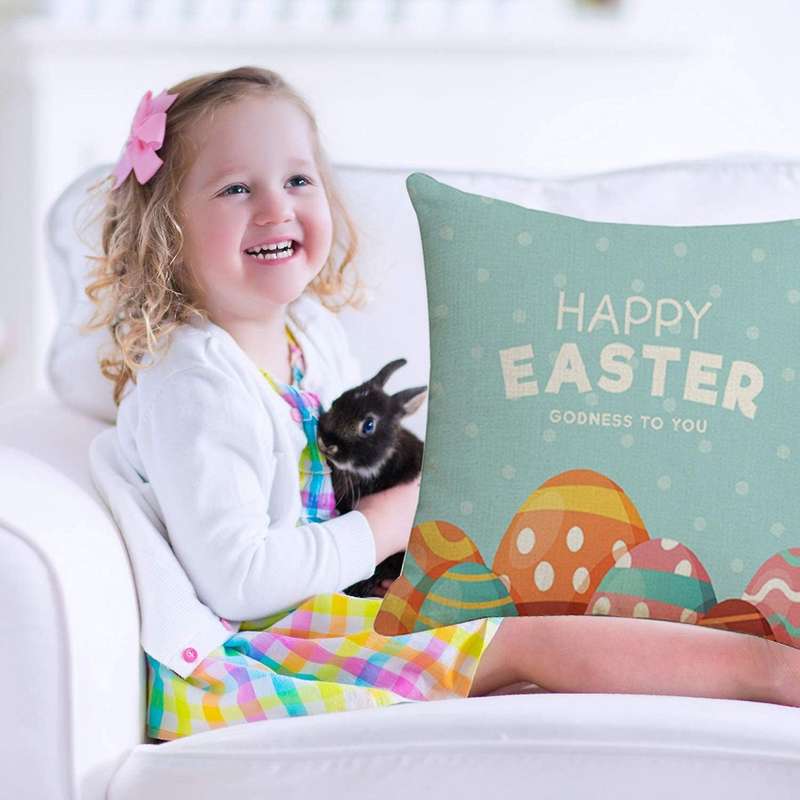 45X45cm Happy Easter Egg Pillowcases Cushion Cover Sofa Throw Pillow Case Decoration Living Room for