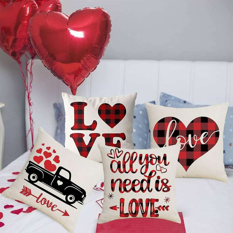 45X45cm Romantic Valentines Day Pillowcase Linen Love Print Cushion Cover Decor Home Pillow Cases fo