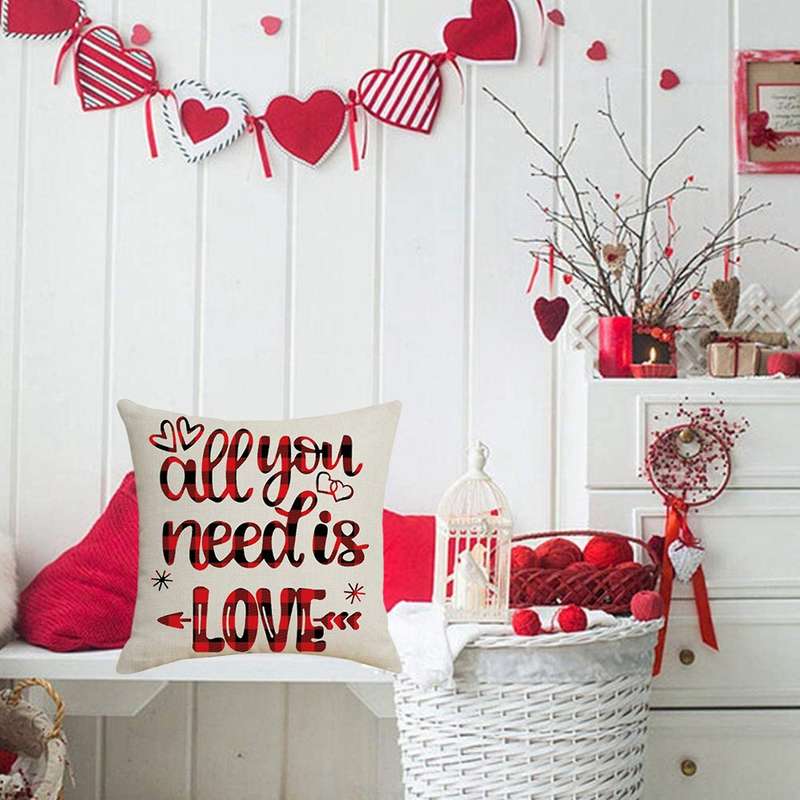 45X45cm Romantic Valentines Day Pillowcase Linen Love Print Cushion Cover Decor Home Pillow Cases fo
