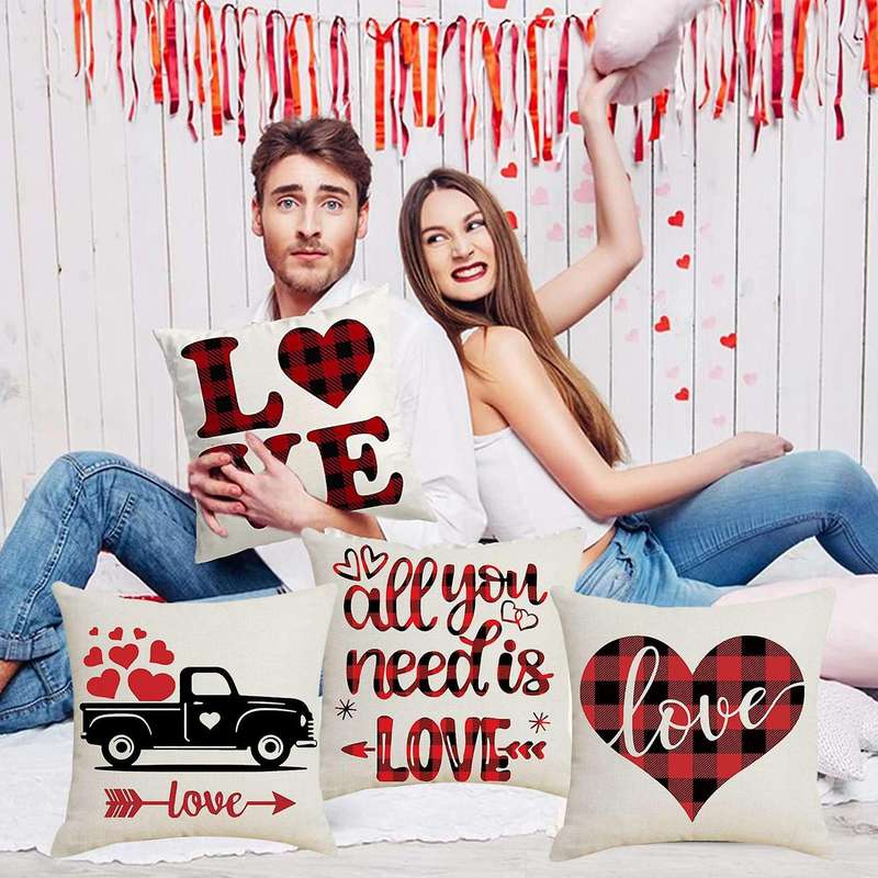45X45cm Romantic Valentines Day Pillowcase Linen Love Print Cushion Cover Decor Home Pillow Cases fo