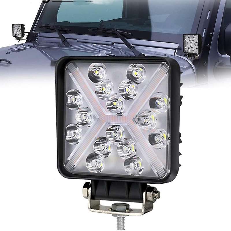 46W Square Work Light Flood LED Amber Fog Lights Driving Light Strobe Light for Truck ATV UTV SUV Bo