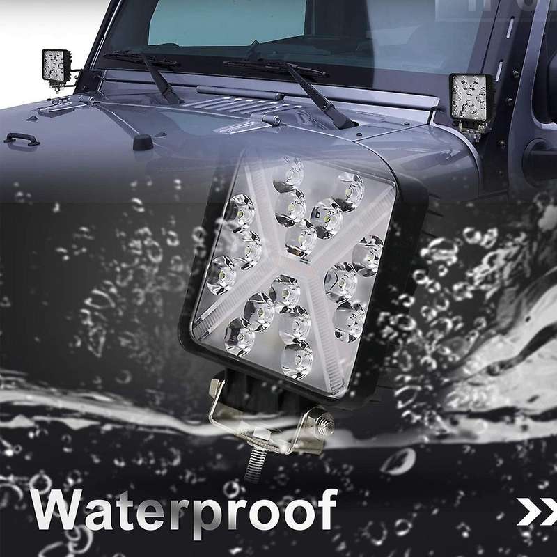 46W Square Work Light Flood LED Amber Fog Lights Driving Light Strobe Light for Truck ATV UTV SUV Bo